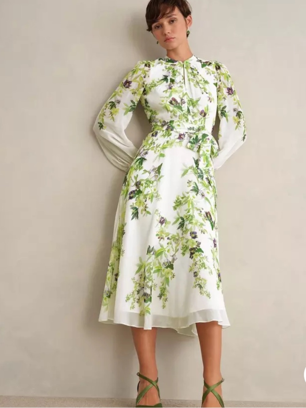 Hobbs London Pia Silk ivory Multi dress - brand new - size 12